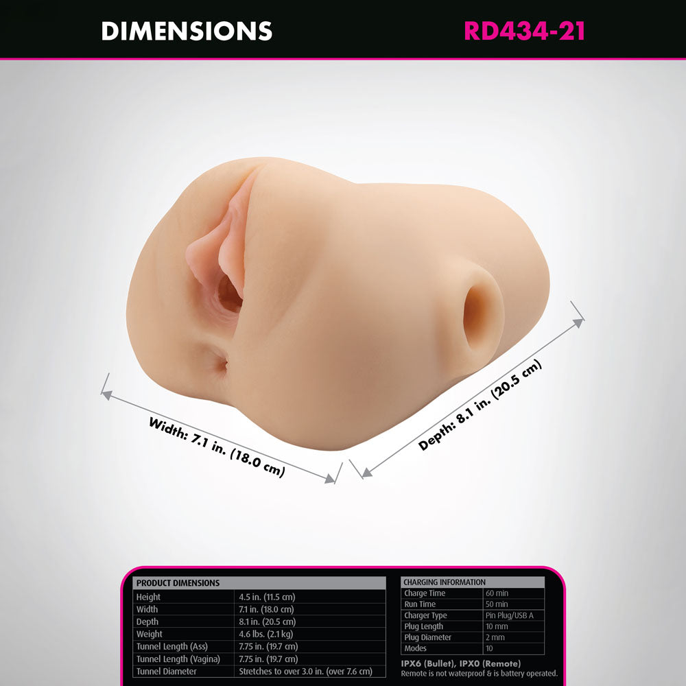 Pdx Plus Double Pounder Vibrating Squeeze Stroker Flesh Flesh Usb Rechargeable Vibrating Vagina Stroker