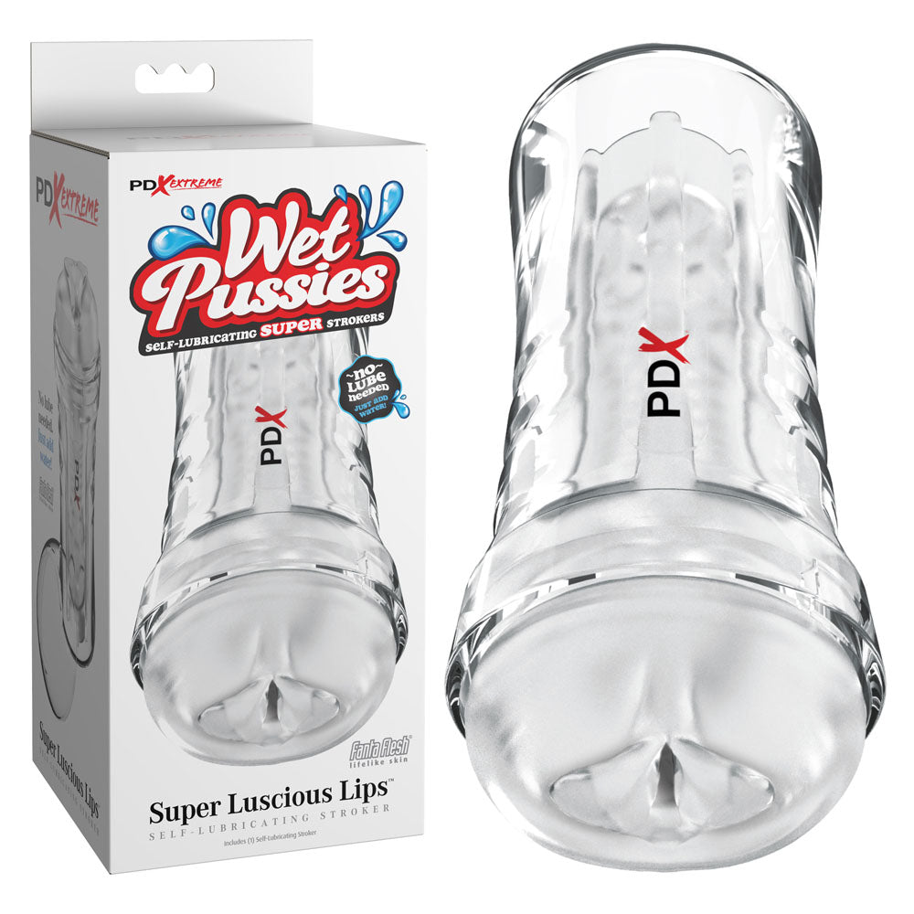 Pdx Extreme Wet Pussies Super Luscious Lips Clear Clear Self Lubricating Vagina Stroker