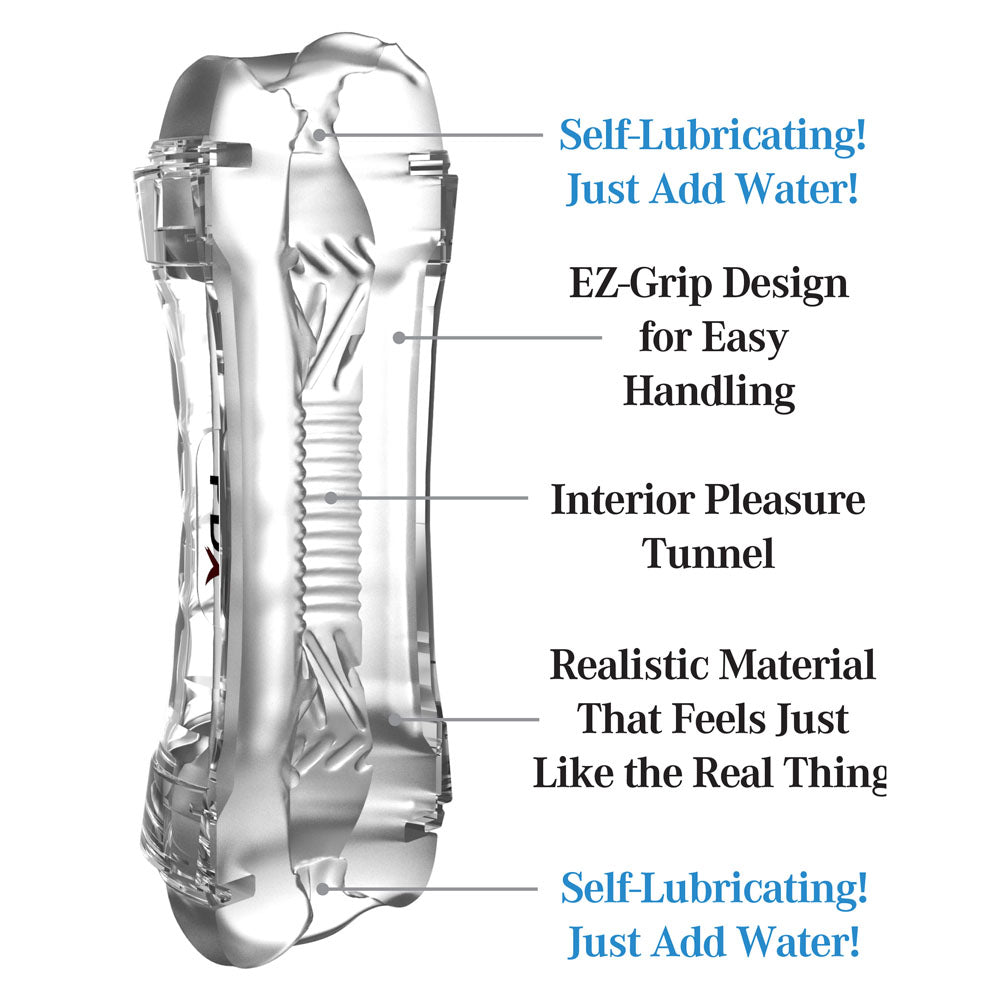Pdx Wet Pussies Super Flip A Pussy Over Clear Clear Dual Ended Self Lubricating Stroker (Vagina & Ass)
