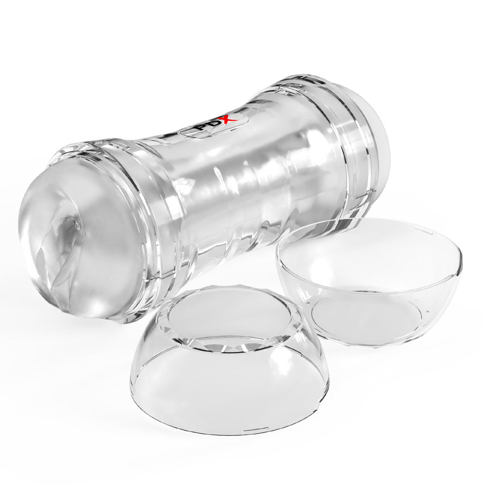 Pdx Wet Pussies Super Flip A Pussy Over Clear Clear Dual Ended Self Lubricating Stroker (Vagina & Ass)