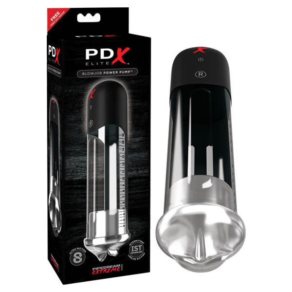 Pdx Elite Blowjob Power Pump Black Powered Penis Pump With Mouth Stroker Sleeve