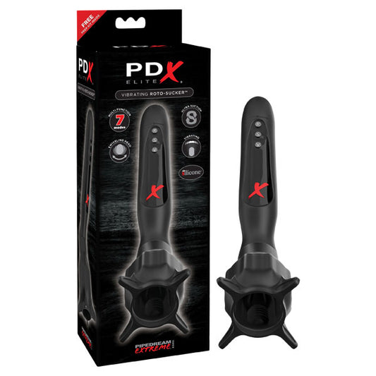 Pdx Elite Vibrating Roto Sucker Black Vibrating Head Masturbator