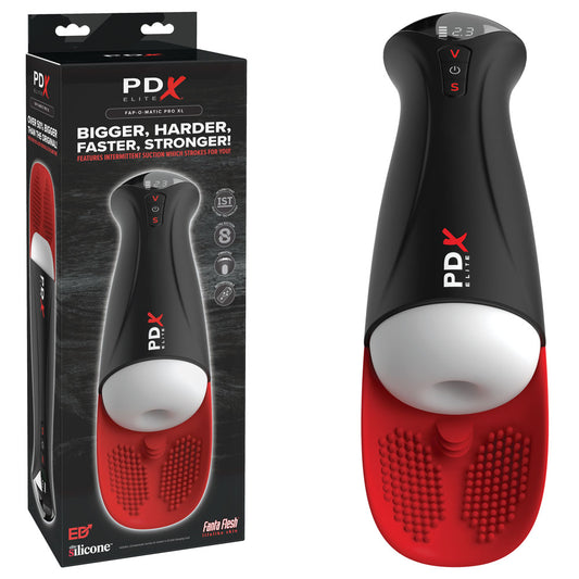 Pdx Elite Fap O Matic Pro Xl White/Red White Usb Rechargeable Auto Stroker