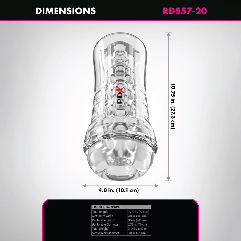 Pdx Elite View Tube Ez Grip Stroker Clear Stroker