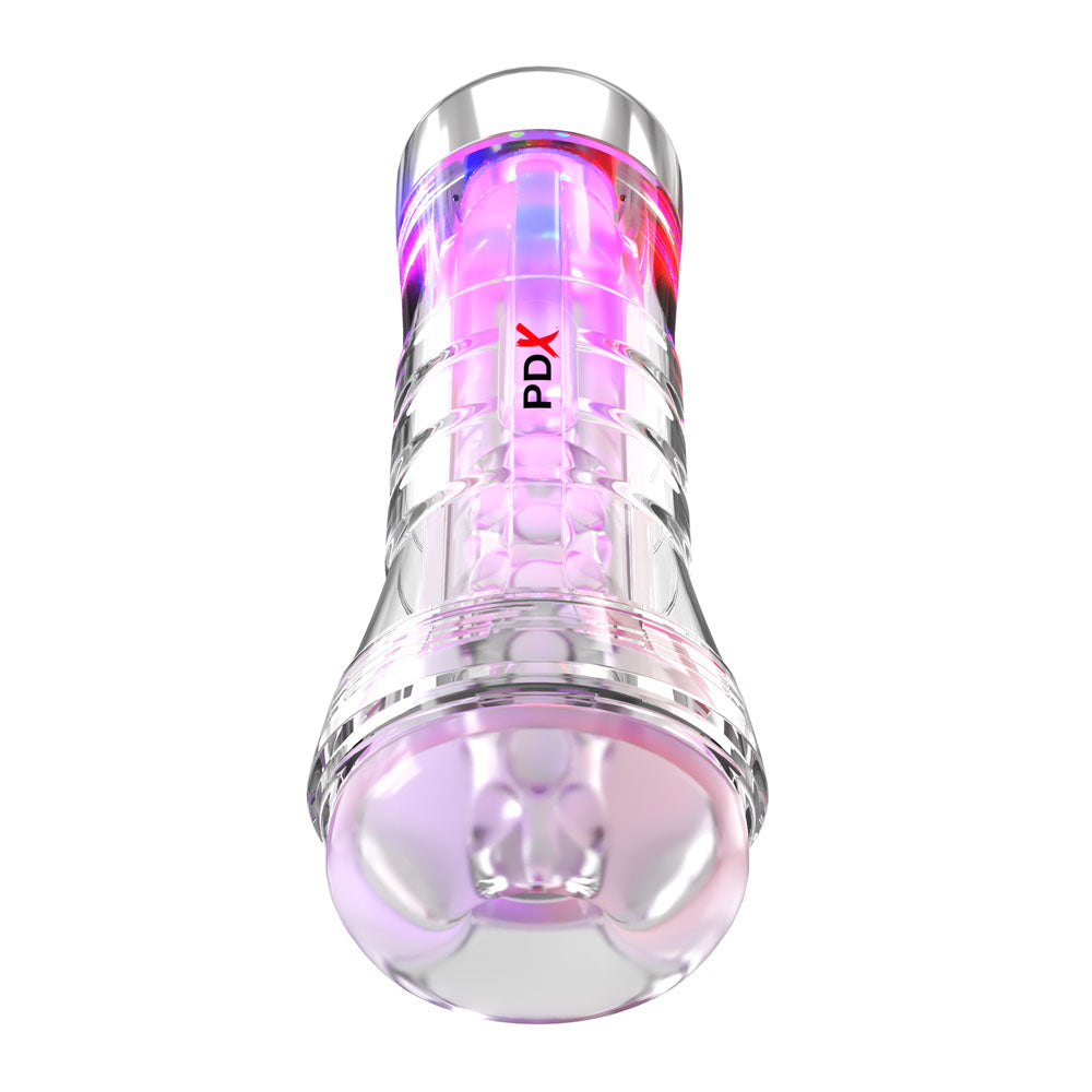 Pdx Elite View Tube Xxl Led Stroker Clear Stroker With Led Lights