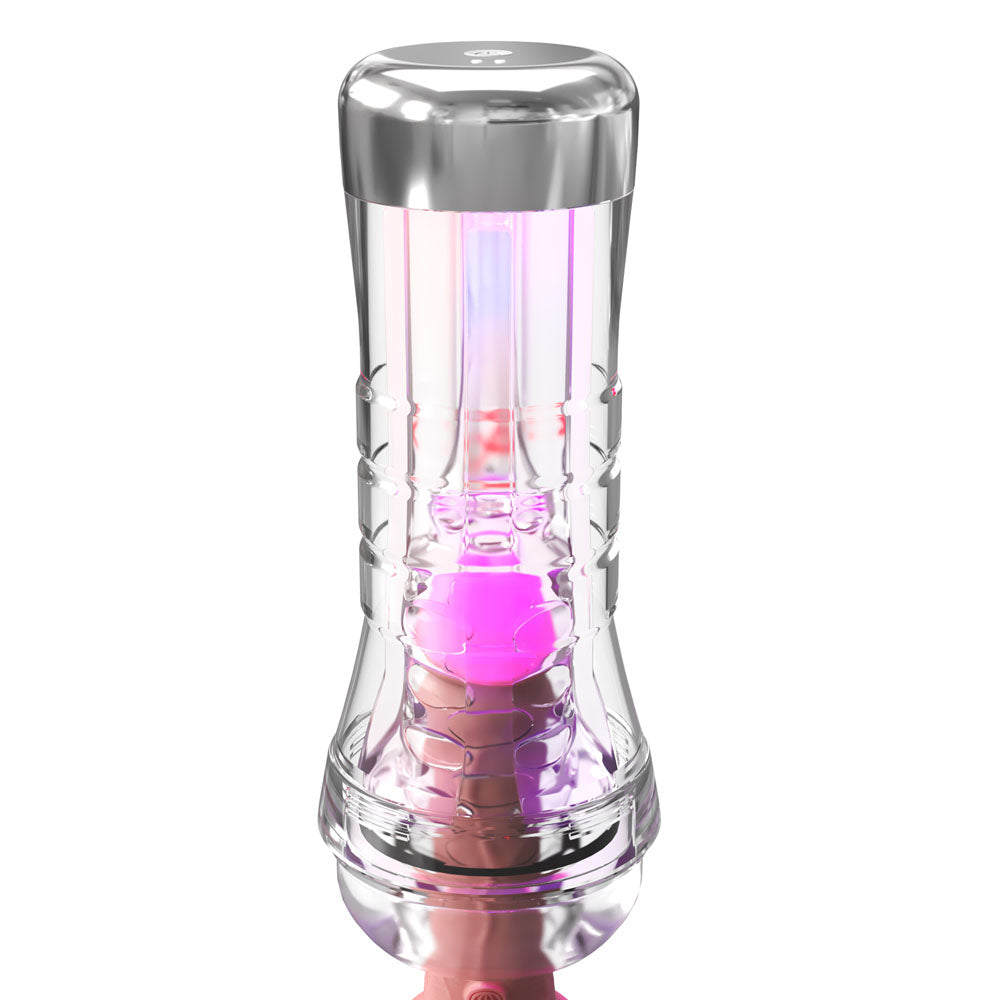 Pdx Elite View Tube Xxl Led Stroker Clear Stroker With Led Lights