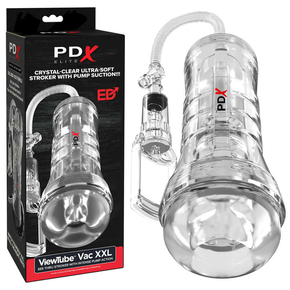 Pdx Elite View Tube Vac Xxl Pump Stroker Clear Vagina Stroker With Suction Pump