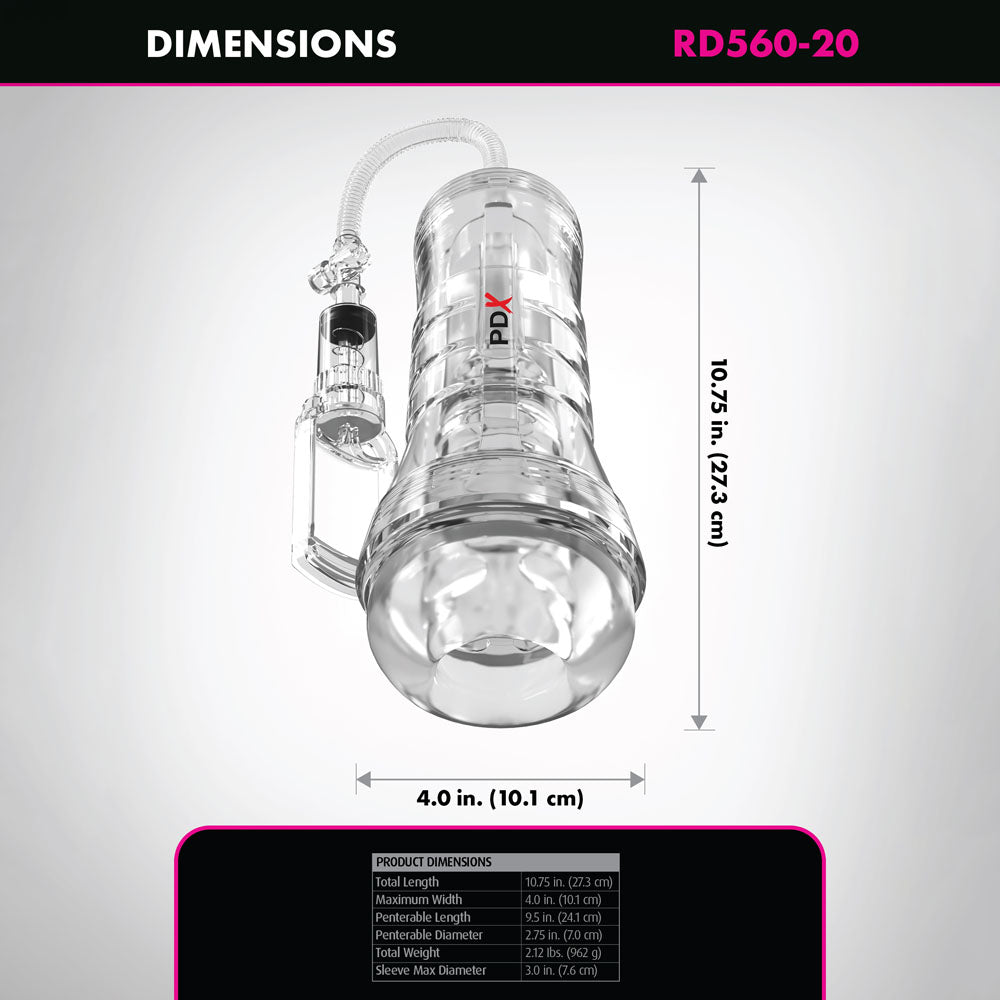 Pdx Elite View Tube Vac Xxl Pump Stroker Clear Vagina Stroker With Suction Pump