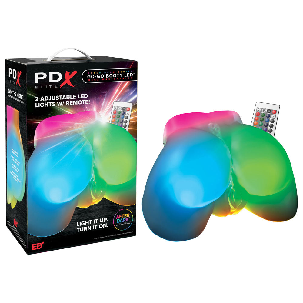 Pdx Elite Go Go Booty Led Mega Masturbator Clear With Led Doggy Style Masturbator