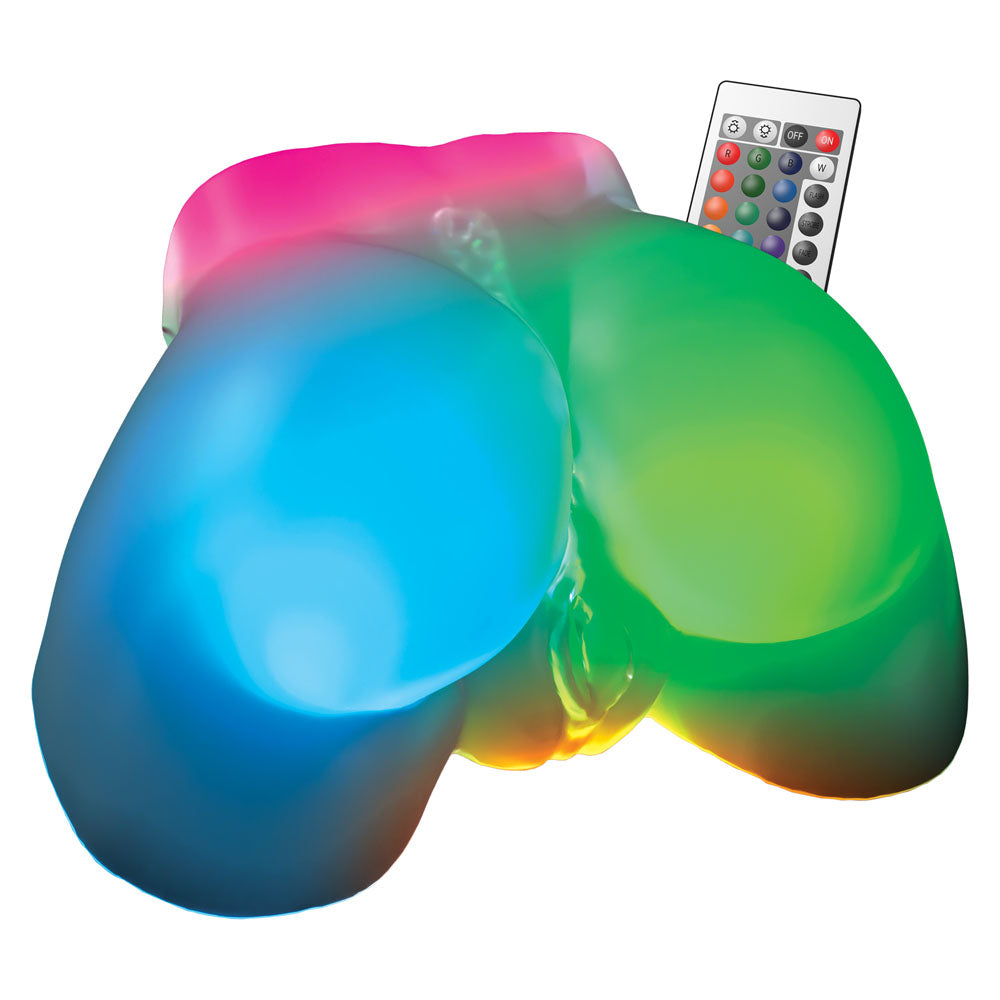 Pdx Elite Go Go Booty Led Mega Masturbator Clear With Led Doggy Style Masturbator