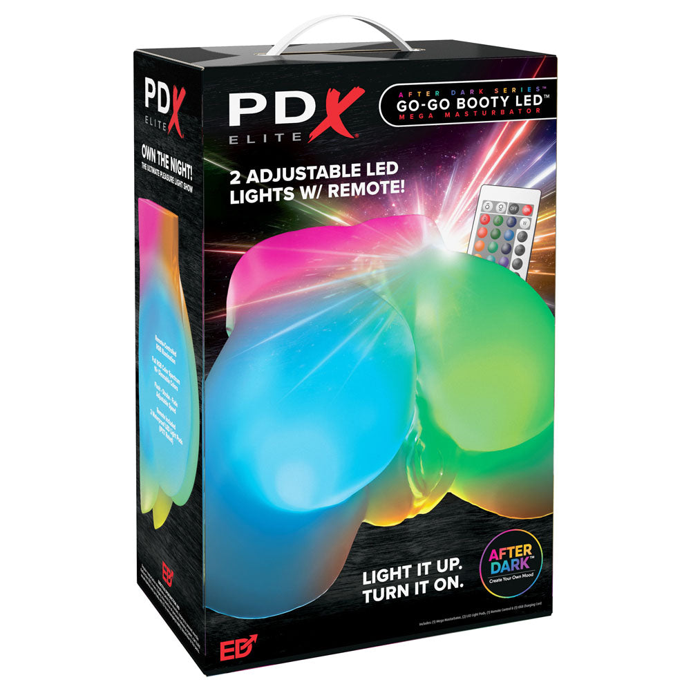 Pdx Elite Go Go Booty Led Mega Masturbator Clear With Led Doggy Style Masturbator
