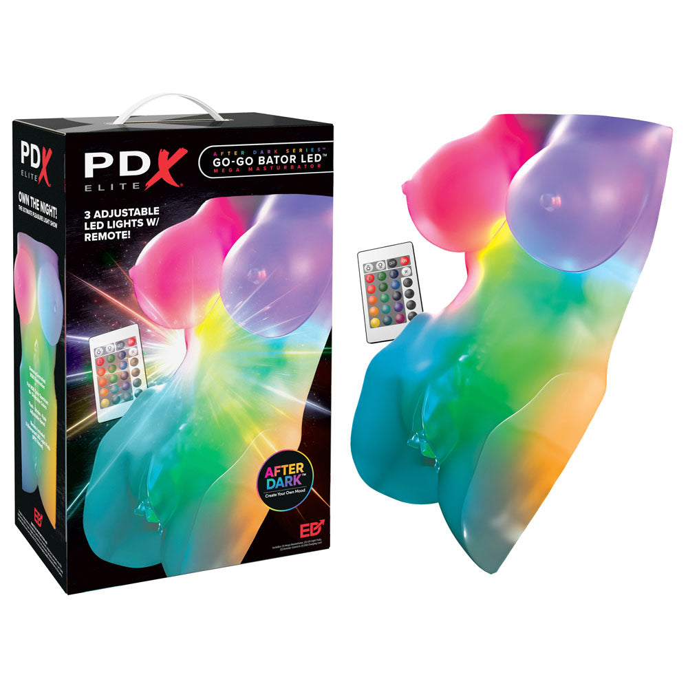 Pdx Elite Go Go Bator Led Mega Masturbator Clear With Led Mini Torso Masturbator