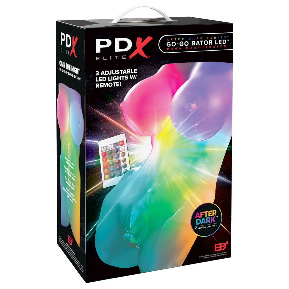 Pdx Elite Go Go Bator Led Mega Masturbator Clear With Led Mini Torso Masturbator