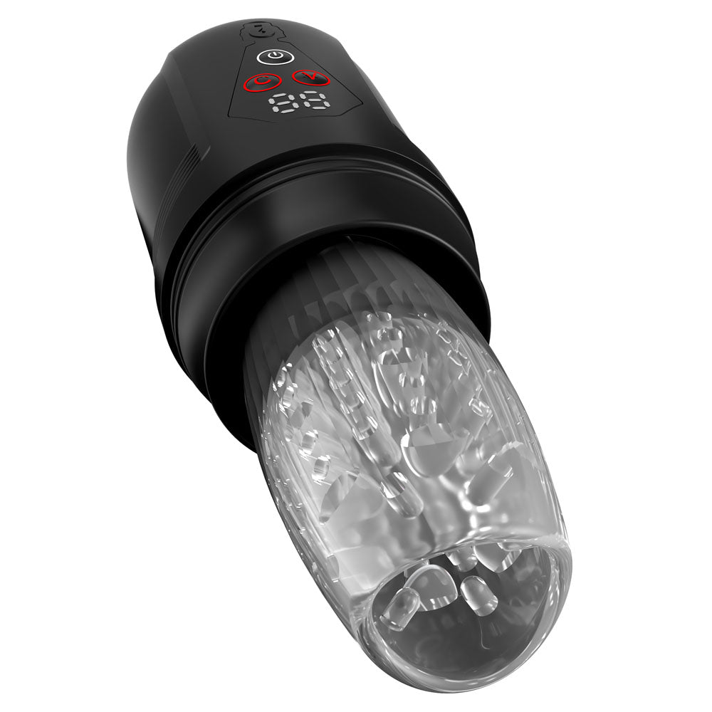 Pdx Elite Mega Bator Pro Clear Usb Rechargeable Vibrating & Spinning Auto Stroker