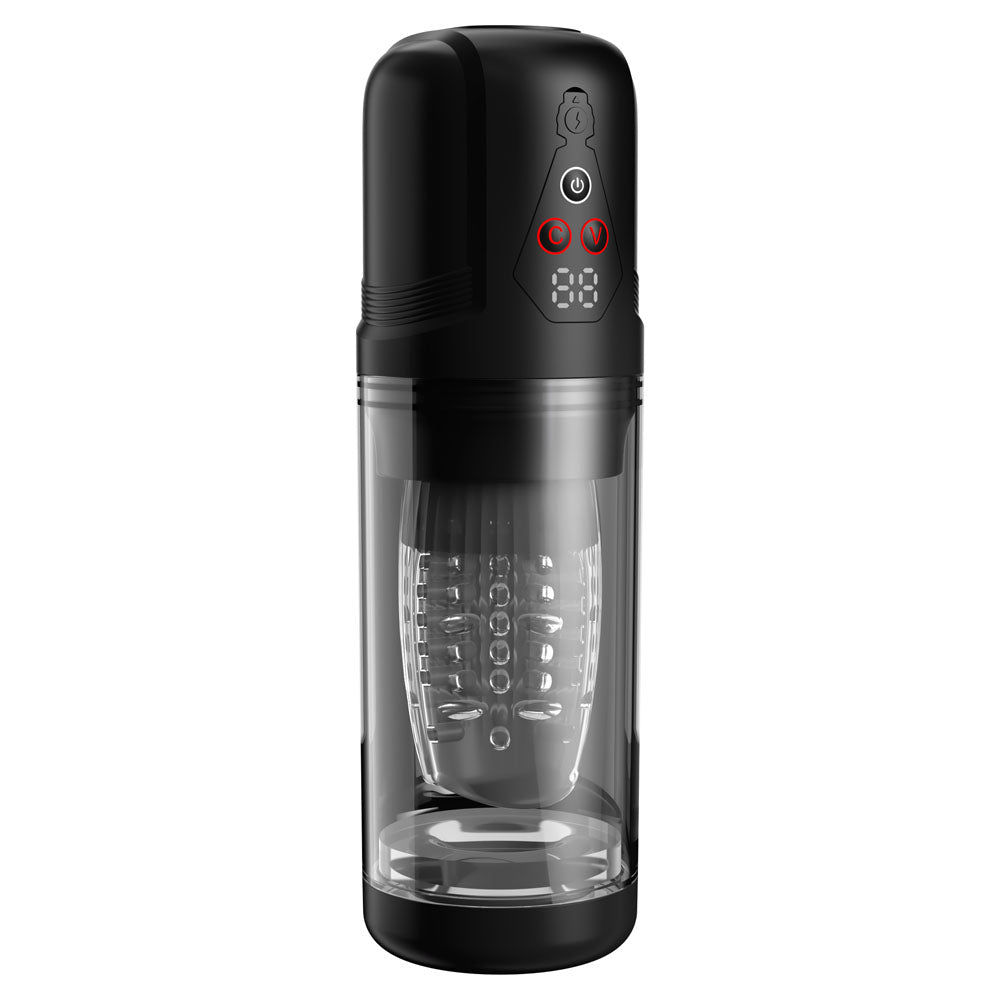 Pdx Elite Mega Bator Pro Clear Usb Rechargeable Vibrating & Spinning Auto Stroker