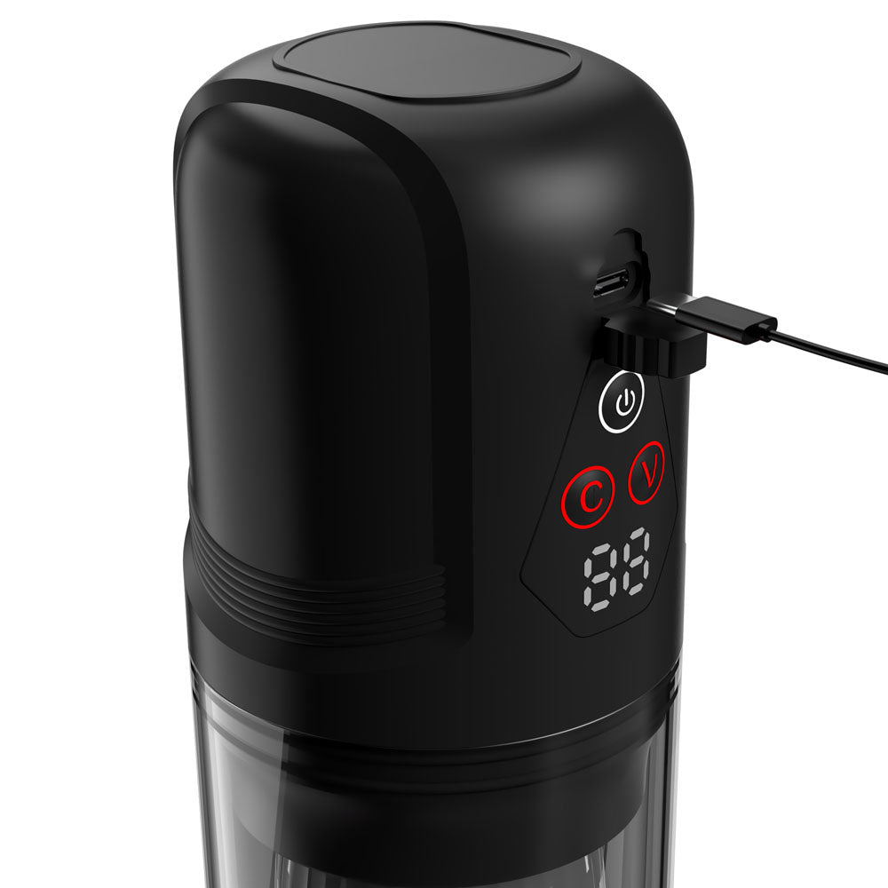 Pdx Elite Mega Bator Pro Clear Usb Rechargeable Vibrating & Spinning Auto Stroker