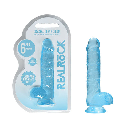 Realrock 6'' Realistic Dildo With Balls Blue 15.2 Cm Dong
