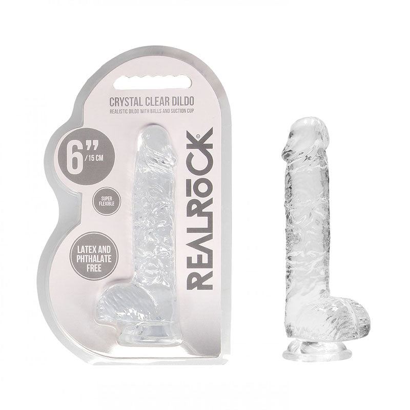 Realrock 6'' Realistic Dildo With Balls Clear 15.2 Cm Dong