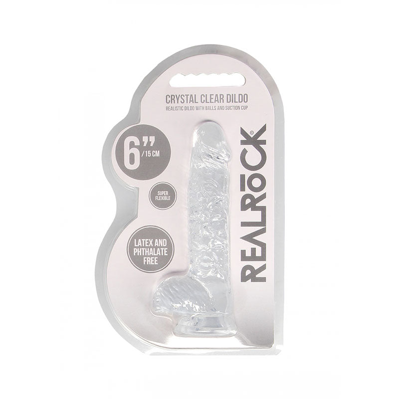 Realrock 6'' Realistic Dildo With Balls Clear 15.2 Cm Dong
