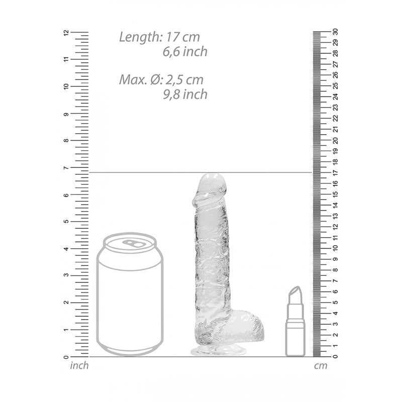 Realrock 6'' Realistic Dildo With Balls Clear 15.2 Cm Dong