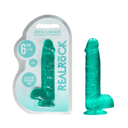 Realrock 6'' Realistic Dildo With Balls Turquoise 15.2 Cm Dong