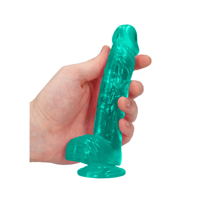 Realrock 6'' Realistic Dildo With Balls Turquoise 15.2 Cm Dong