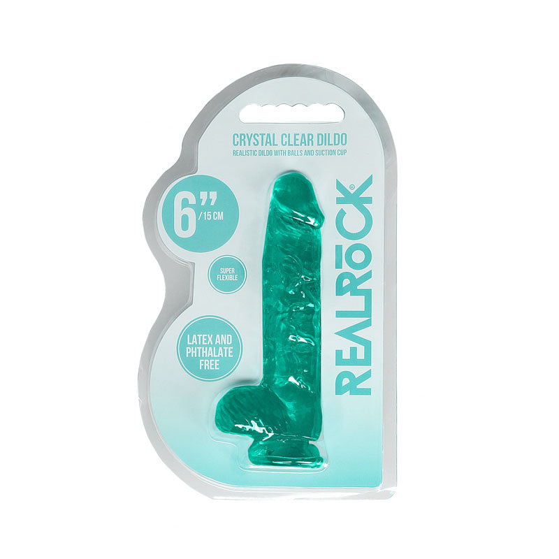 Realrock 6'' Realistic Dildo With Balls Turquoise 15.2 Cm Dong