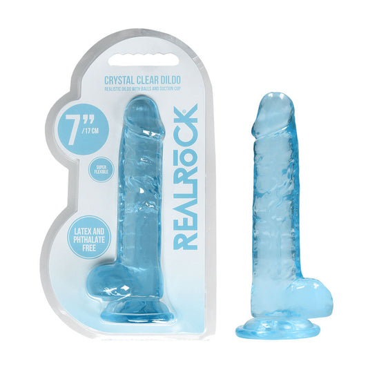 Realrock 7'' Realistic Dildo With Balls Blue 17.8 Cm Dong