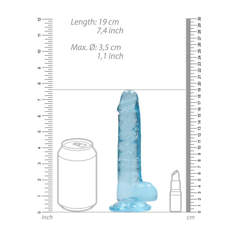 Realrock 7'' Realistic Dildo With Balls Blue 17.8 Cm Dong