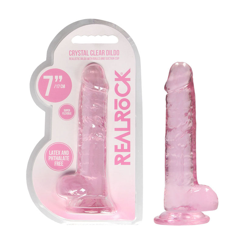 Realrock 7'' Realistic Dildo With Balls Pink 17.8 Cm Dong