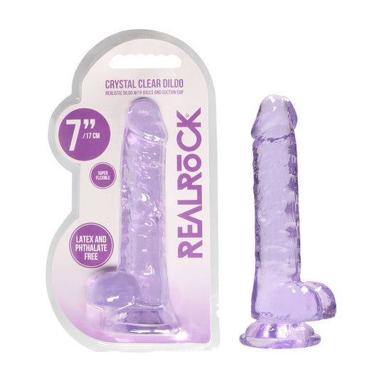 Realrock 7'' Realistic Dildo With Balls Purple 17.8 Cm Dong