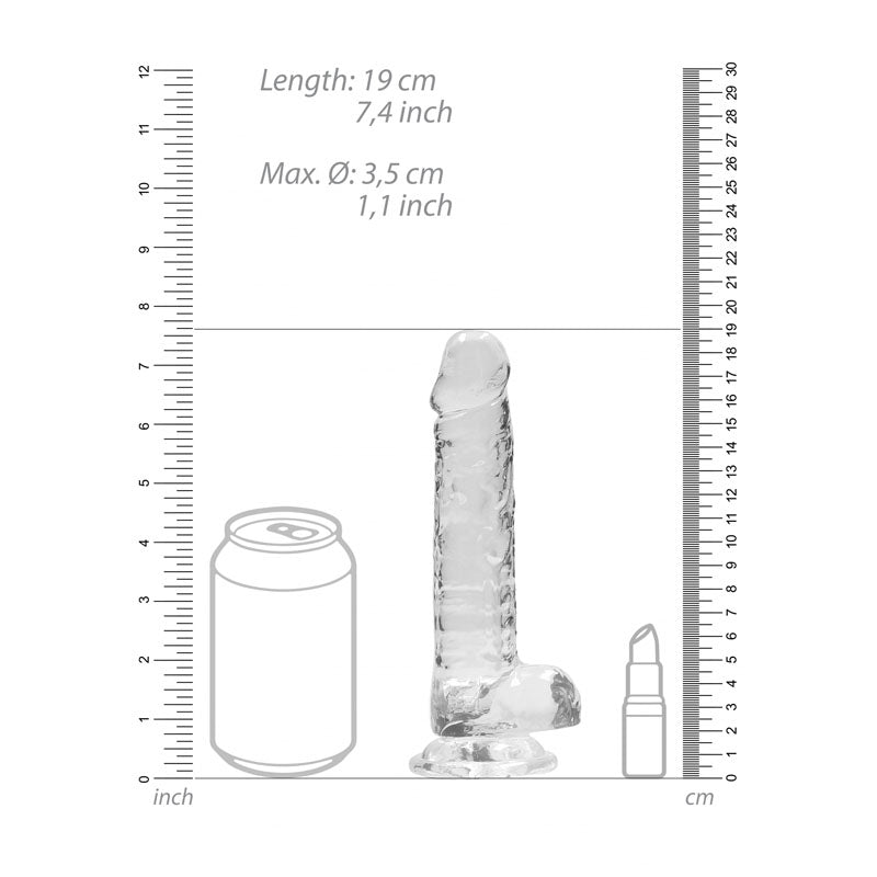 Realrock 7'' Realistic Dildo With Balls Clear 17.8 Cm Dong