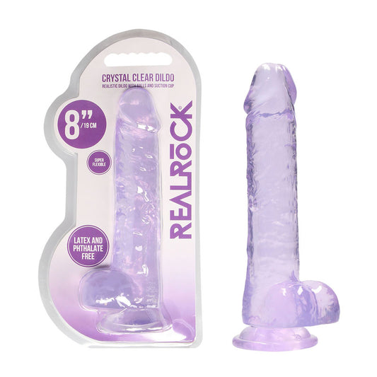 Realrock 8'' Realistic Dildo With Balls Purple 20.3 Cm Dong