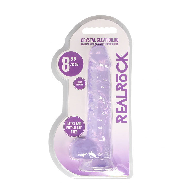 Realrock 8'' Realistic Dildo With Balls Purple 20.3 Cm Dong
