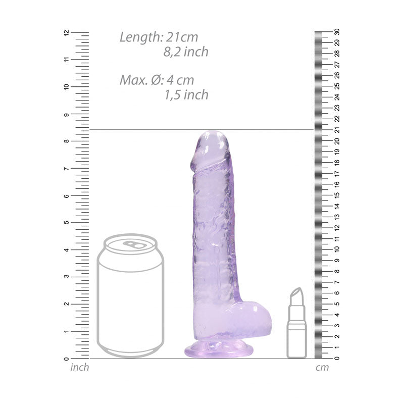 Realrock 8'' Realistic Dildo With Balls Purple 20.3 Cm Dong