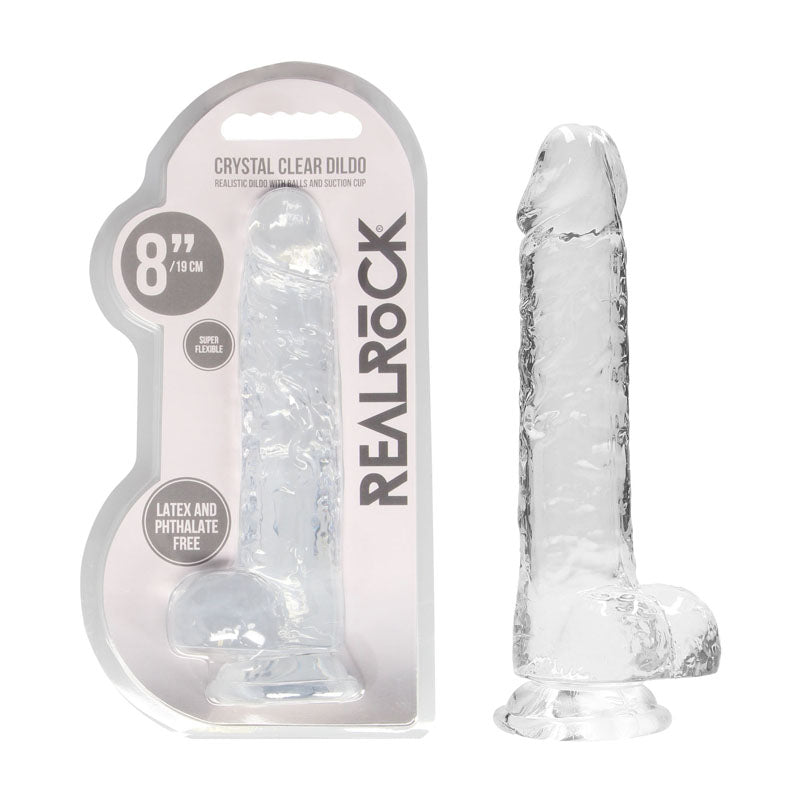 Realrock 8'' Realistic Dildo With Balls Clear 20.3 Cm Dong