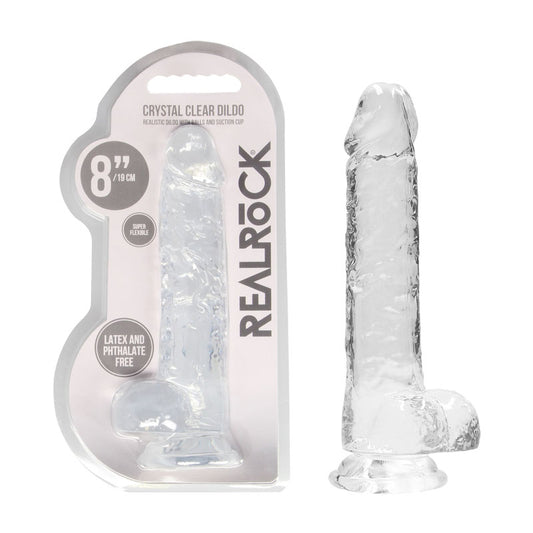 Realrock 8'' Realistic Dildo With Balls Clear 20.3 Cm Dong