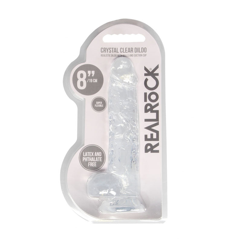 Realrock 8'' Realistic Dildo With Balls Clear 20.3 Cm Dong