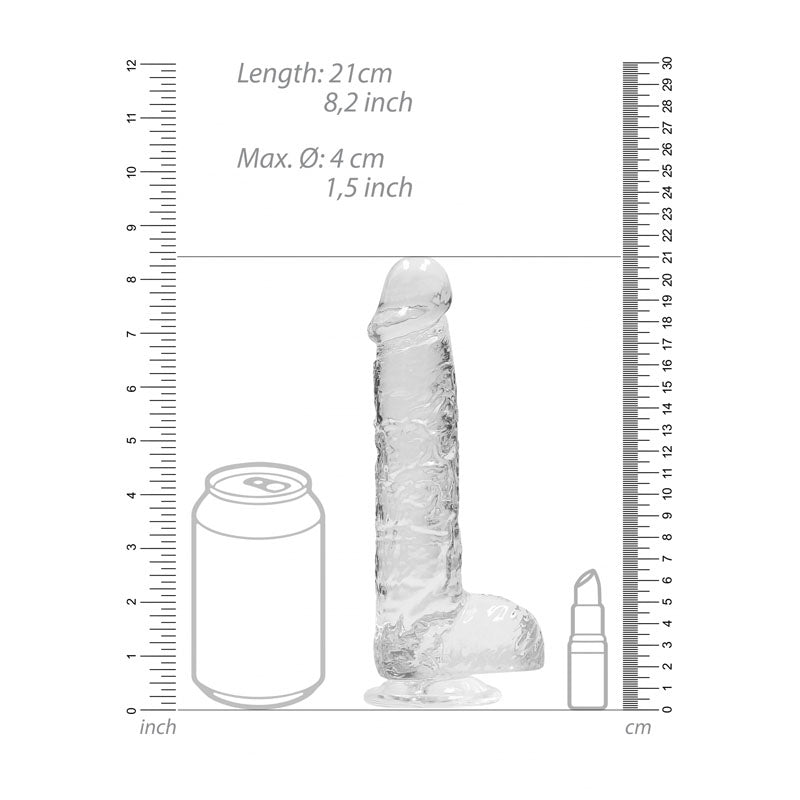 Realrock 8'' Realistic Dildo With Balls Clear 20.3 Cm Dong