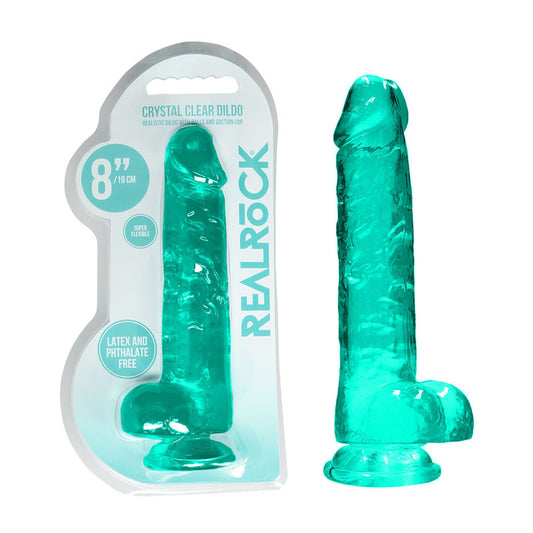 Realrock 8'' Realistic Dildo With Balls Turquoise 20.3 Cm Dong