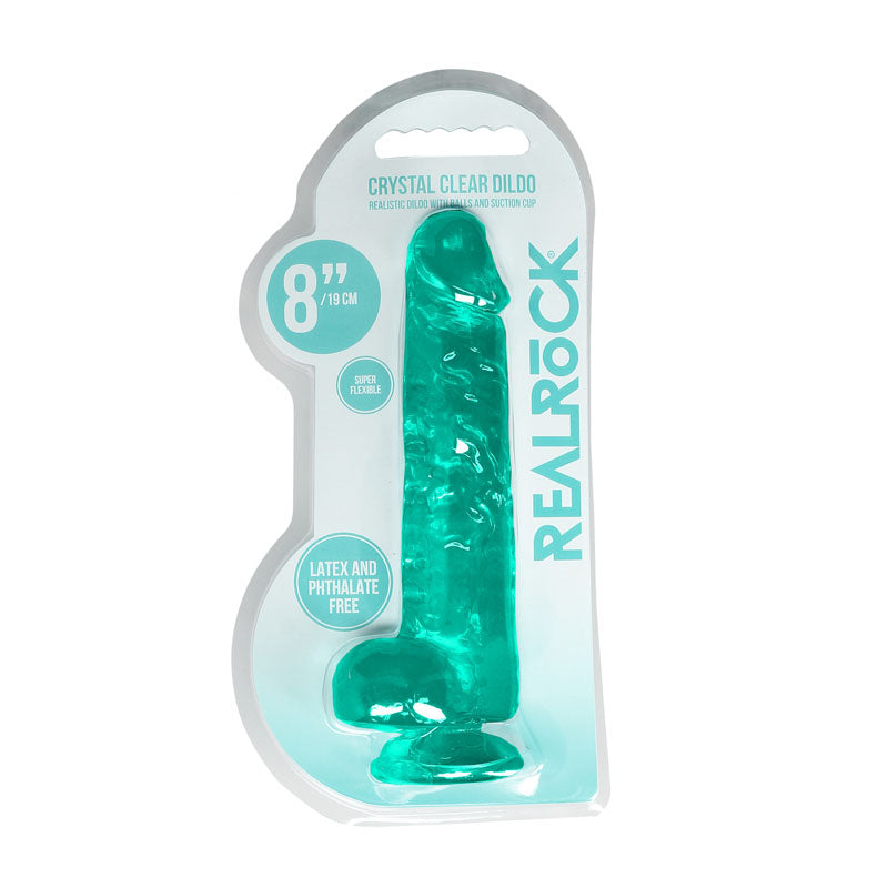 Realrock 8'' Realistic Dildo With Balls Turquoise 20.3 Cm Dong