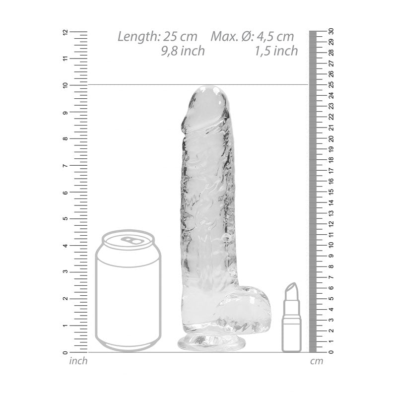 Real Rock 9'' Realistic Dildo With Balls Clear 22.9 Cm Dong