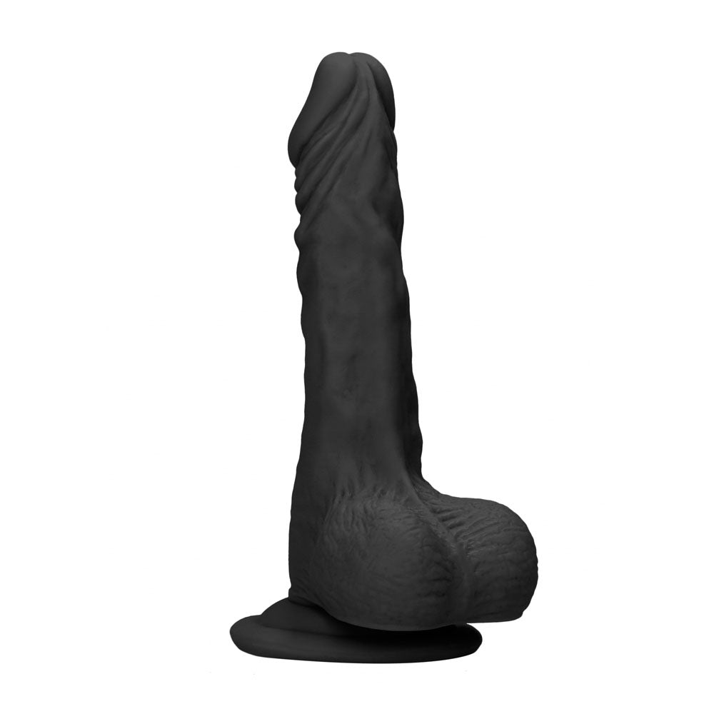 Realrock 10'' Realistic Dong With Balls Black Black 25.4 Cm Dong