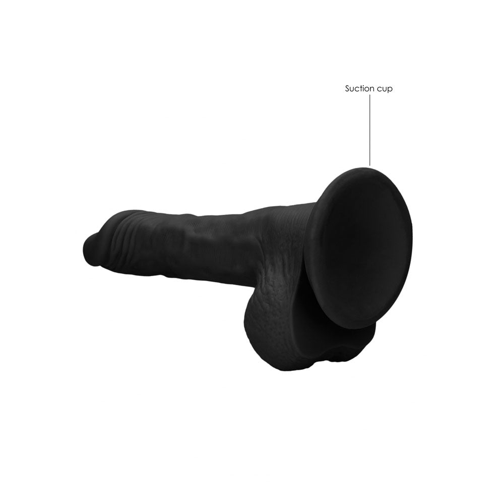 Realrock 10'' Realistic Dong With Balls Black Black 25.4 Cm Dong