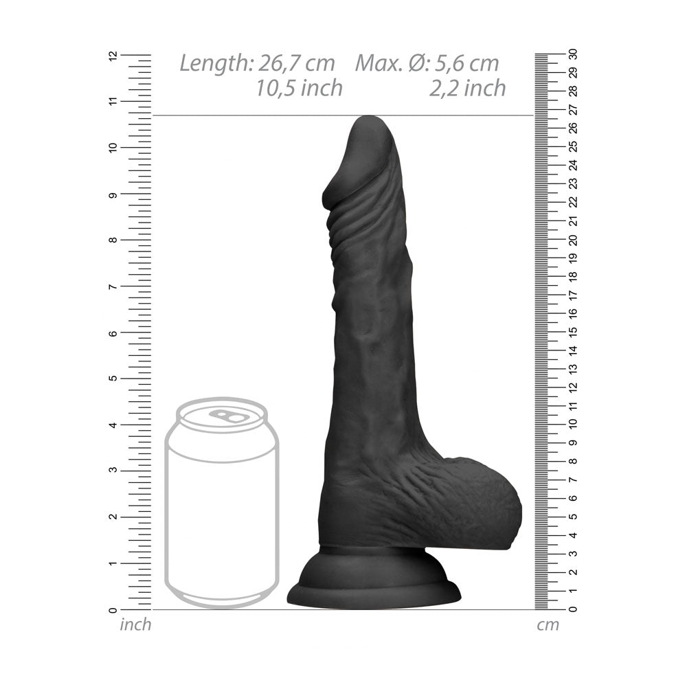 Realrock 10'' Realistic Dong With Balls Black Black 25.4 Cm Dong
