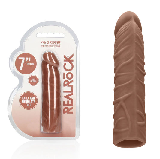 Realrock 7'' Penis Extender Tan Tan 17.8 Cm Penis Extension Sleeve