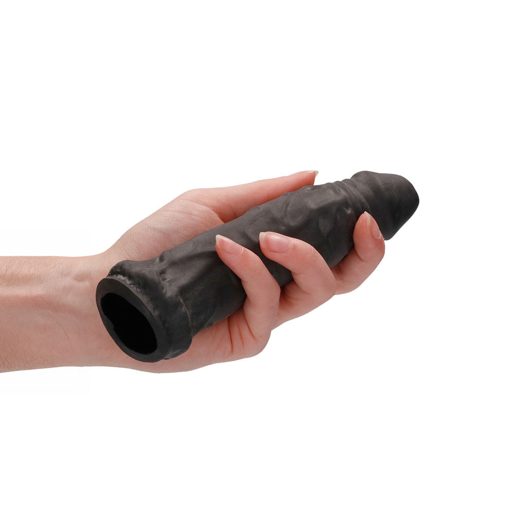 Realrock 6'' Realistic Penis Sleeve Black Black 15.2 Cm Penis Extension Sleeve