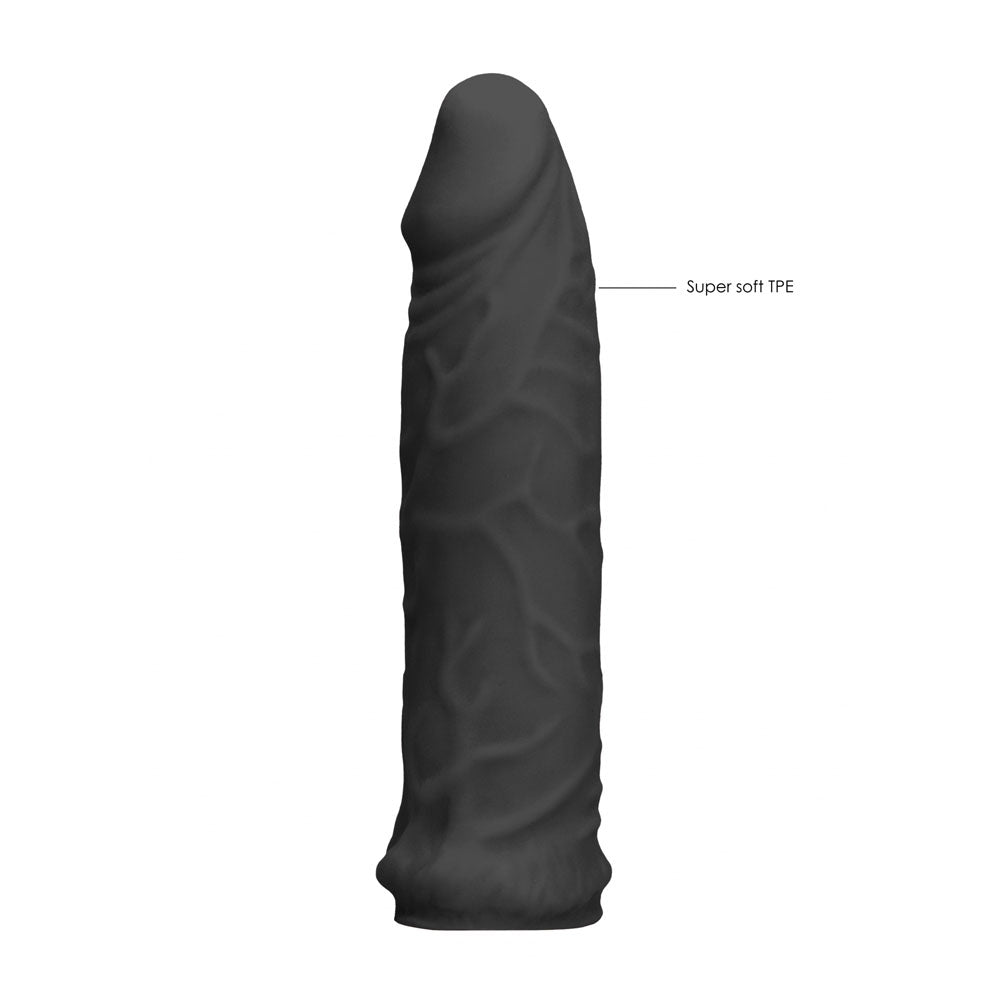 Realrock 6'' Realistic Penis Sleeve Black Black 15.2 Cm Penis Extension Sleeve