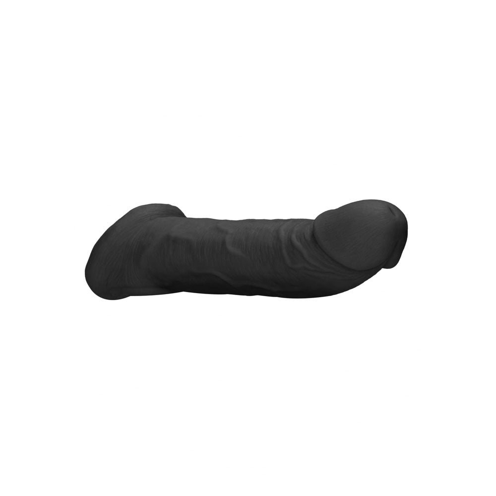 Realrock 9'' Realistic Penis Extender With Rings Black Black 22.9 Cm Penis Extension Sleeve