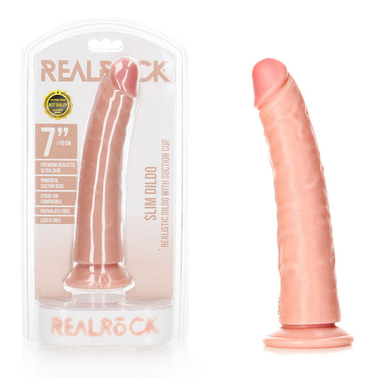 Realrock Realistic Slim Dildo With Suction Cup 18cm Flesh 18 Cm (7'') Dong